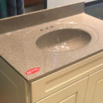 SFI's Roma brand, cultured granite bathroom vanity sink top with a gloss finish.