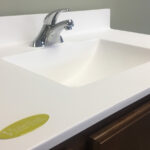 SFI's Venetian brand, cultured marble bathroom vanity sink top in the color 1101 Snow with a matte finish.